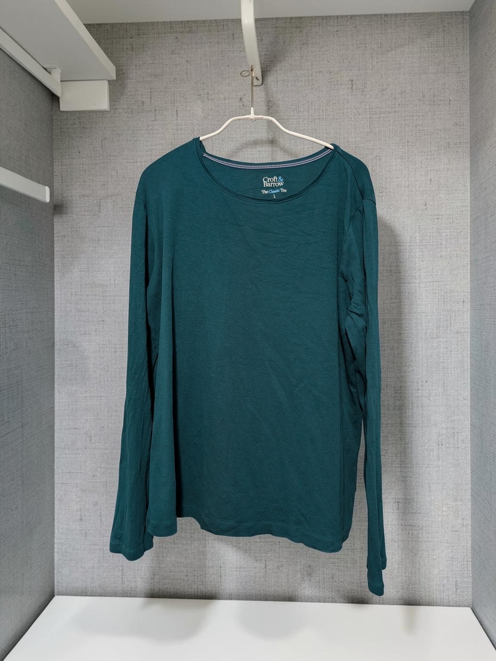 Croft & Barrow Teal Green Long Sleeve Classic Tee Crew Neck Women's Large EUC
